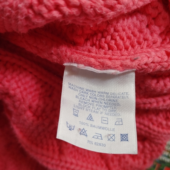 Lands' End Chunky Bright Pink Turtleneck Cable Knit Sweater - Picture 7 of 7